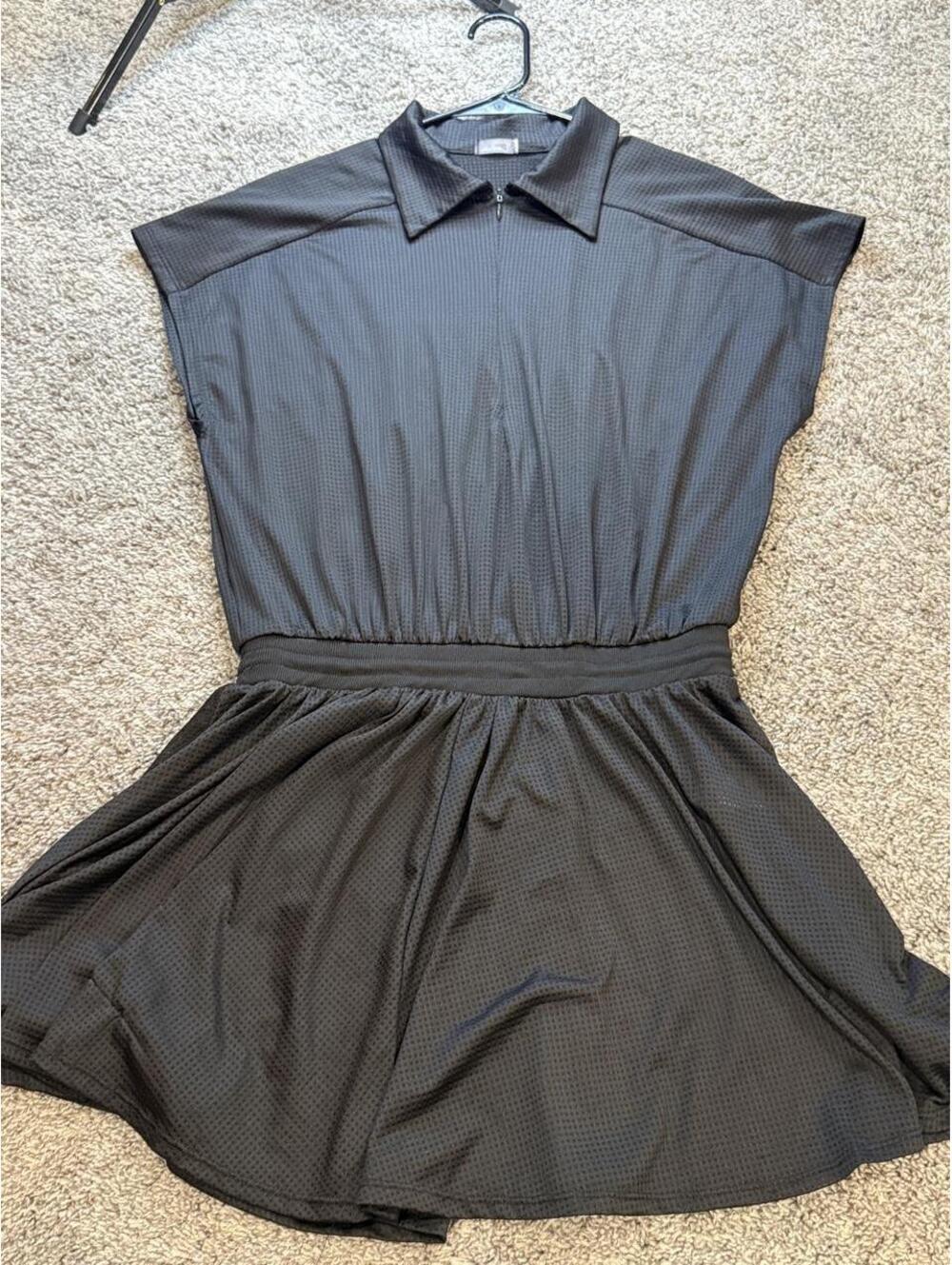 Principles Black Short Sleeve Collared Dress with Zip Front